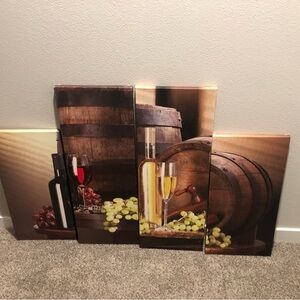 Wine Barrel and Glasses Canvas Wall Art